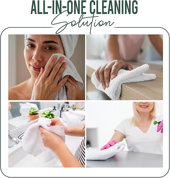 DAN RIVER 12 Pack Wash Cloths for Showering [12x12] - 100% Cotton Washcloths Premium Quality Flannel Face Cloths for Bathroom, Highly Absorbent and Soft Feel Wash Clothes, Hunter Green