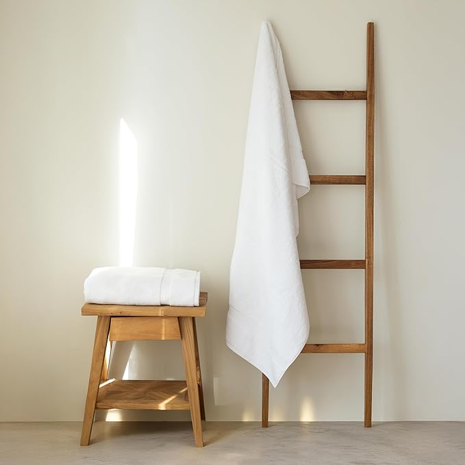 SALBAKOS 100% Turkish Cotton Extra Large Bath Sheet Set of 2 35x70 inch | Heirloom Quality | Hotel & Spa Collection | Soft, Absorbent Oversize Bath Towels | Made in Turkey (White, 2 Bath Sheets)