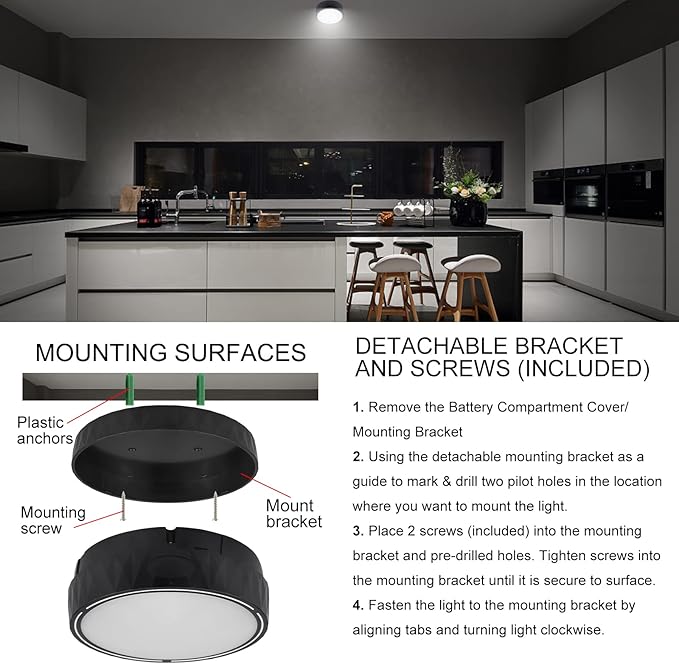 Battery Operated Ceiling Light, Wireless Shower Light with Timer, Color Changing Mood Lighting, Dimmable RGB Night Light for Hallway Pantry Closet Bedroom Bathroom Tub, 5.4"