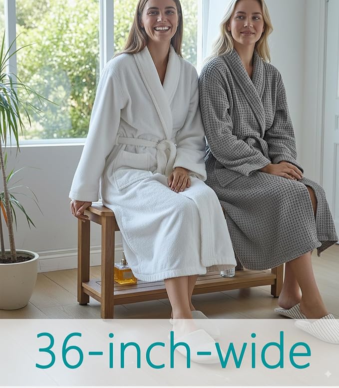 36'' Large Shower Bench Seat, Poly Lumber Bath Stool for Inside Shower Waterproof, HDPS Bathroom Chair for Shaving Legs with Adjustable Feet, Non-Slip & No Maintenance, Brown