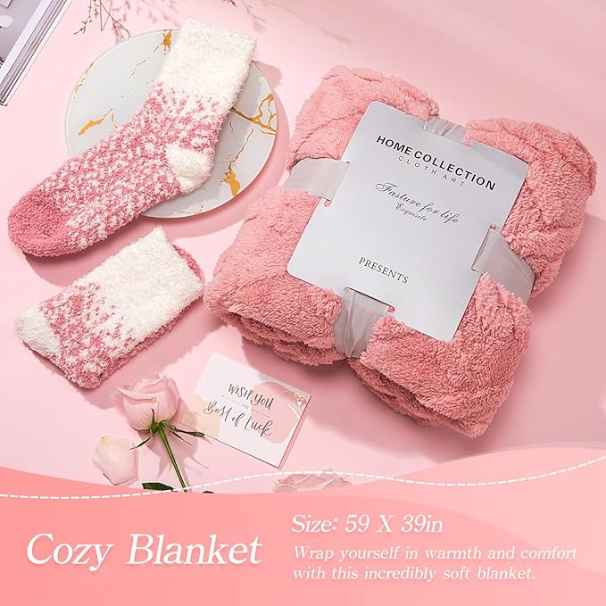 Christmas Gifts Unique for Women Get Well Soon Gifts, Self Care Baskets Bath Set Care Package Thinking of You Gifts Relaxation Gifts for Women Mom Her Friend Wife Grandma w/ Blanket