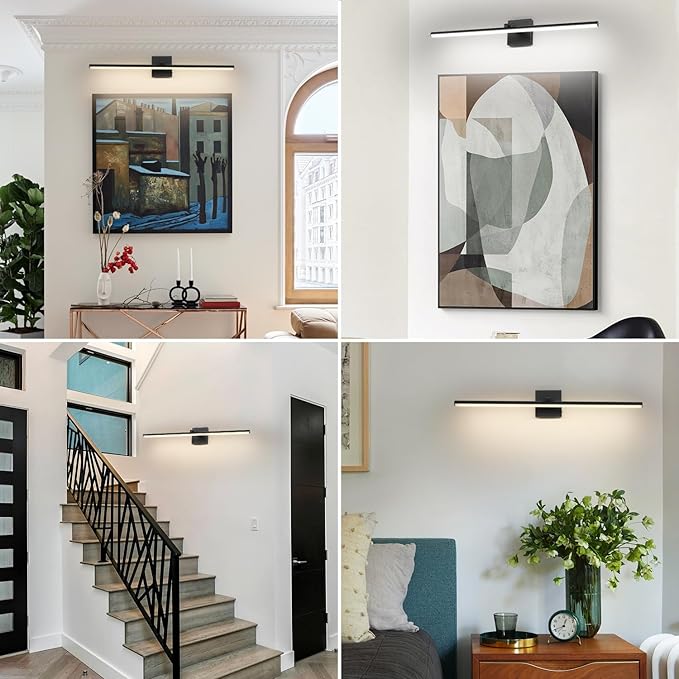 32 Inch LED Bathroom Vanity Light (3000K/4000K/6000K, Dimmable), Black Modern Bathroom Light Fixture Over Mirror, Vanity Light Bar for Bathroom with Angle Adjustable