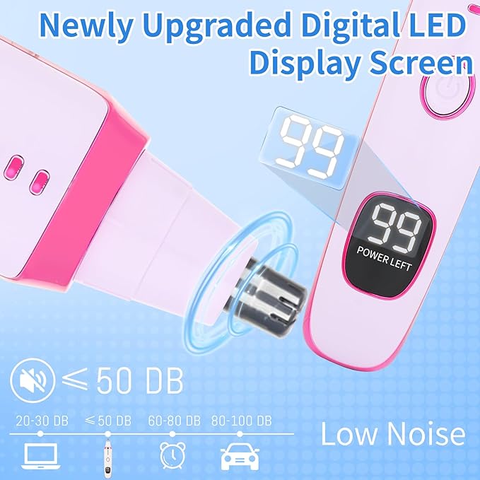 2 in 1 Nose and Ear Hair Trimmer with LED Display, Rechargeable Electric Nasal Hair Clipper for Men & Women, Eyebrow & Facial Hair Removal with Dual-Edge Blades, Easy to Clean