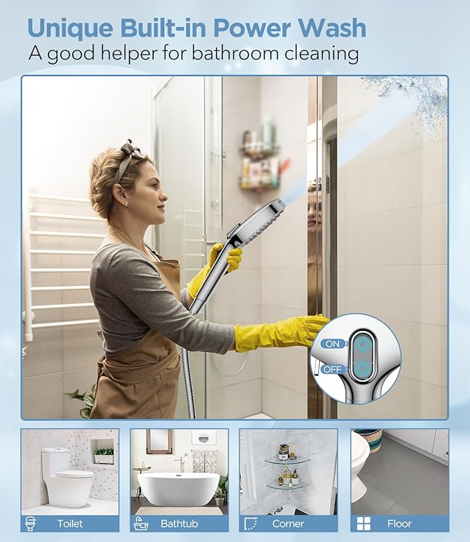 MakeFit Filtered Shower Head with Handheld, 7 Modes High Pressure Handheld Showerhead with Filters, Detachable Shower Heads Water Softener Filters Beads for Hard Water - Remove Chlorine & Heavy Metals