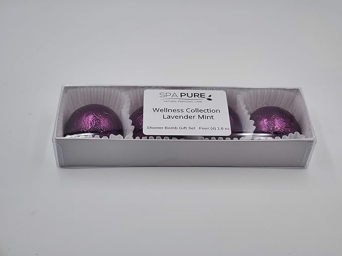 Spa Pure Lavender Mint Aromatherapy Shower Steamers Bombs - Shower Bombs with Essential Oils – Unisex Bath Melts - Self Care and Relaxation Shower Steamer - Enjoy Spa at Home - (4 Count)