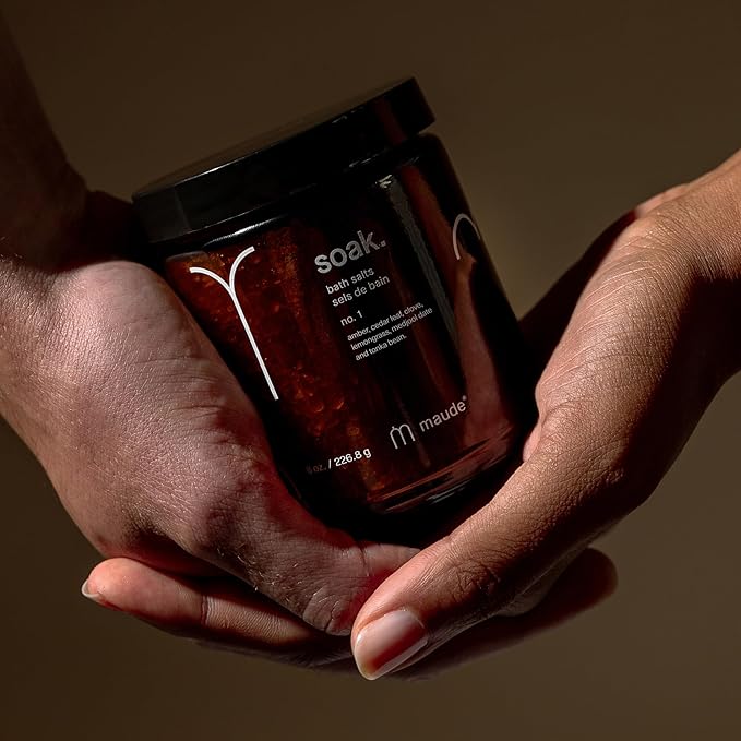 Maude Soak Bundle - Soak Mineral Bath Salts with Hand-Harvested Dead Sea Salt Crystals and Vitamins - Soak No. 1 + No. 2 (8 oz, Two Count)