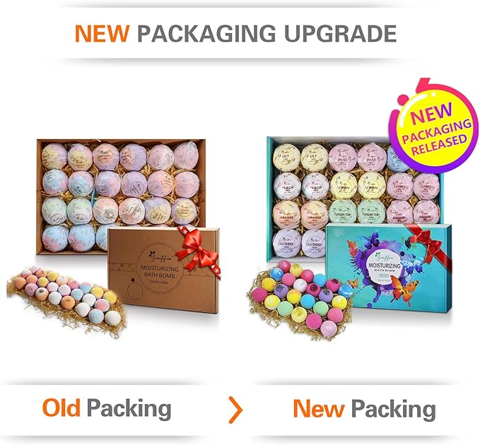 Dry Skin Moisturizer Bath Bombs Gift Set 24, with Relaxing Scents Made from Essential Oils for Bubble and Spa Bath, Handmade Christmas Gifts for Her/Him, Wife, Girlfriend