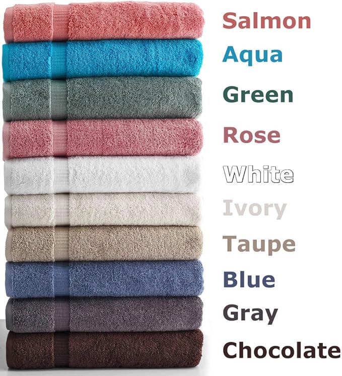 SALBAKOS 100% Turkish Cotton Bath Towel Set of 4 27x54 inch | Heirloom Quality | Hotel & Spa Collection | Ultra Soft, Super Absorbent, Long Lasting Bath Towels | Made in Turkey (Rose, 4 Bath Towels)