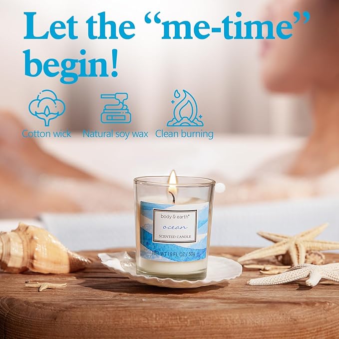 Bath and Body Gift Set for Women, Body & Earth Ocean Gift Basket, 7 Pcs Bath Sets for Women Gift with Bubble Bath, Body Lotion, Scented Candle, Spa Kit for Women, Christmas Gifts for Mom