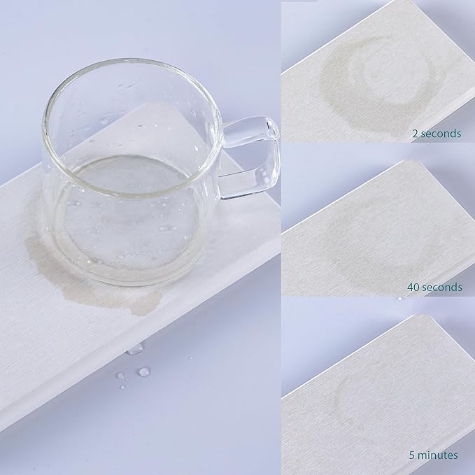 2 Pcs Water Absorbing Stone Trays, Kitchen/Bathroom Sink Soap Dish, Diatomite Tray Used for Hand Soap & Cosmetic Bottles in The Modern Home, 3.15" W x 8.7" L, White