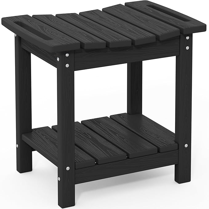 SERWALL Shower Bench, 18" Shower Stool for Inside Shower, HDPE Waterproof Shower Seats for Adults with Storage Shelf & Handles, 360 lbs Capacity- Black