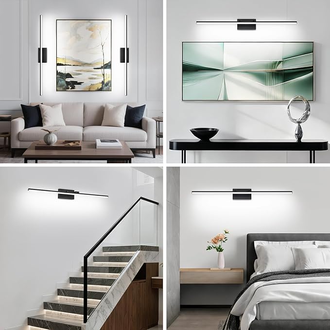 40 Inch LED Bathroom Vanity Light (Cool White 6000K), Black Modern Bathroom Light Fixture Over Mirror, Vanity Light Bar with Angle Adjustable