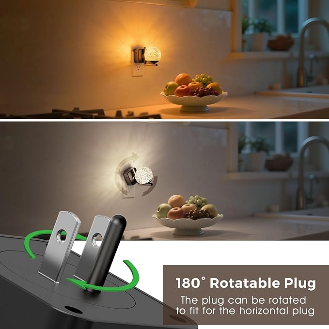 L LOHAS LED Night Lights Plug Into Wall,Dusk to Dawn Sensor,10-Color RGB Dimmable Night Light, 180°Rotating Plug in Night Light for Bathroom, Hallway, Bedroom, Stairway