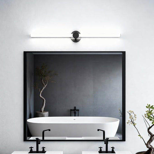 Bathroom Lighting Fixtures Over Mirror: 30 Inch Rotatable Bathroom Vanity Light ETL Listed - Modern Black Vanity Lighting Fixtures 5700K Cool White 3000LM 36W IP44 - LED Vanity Light Dimmable(1 Pack)