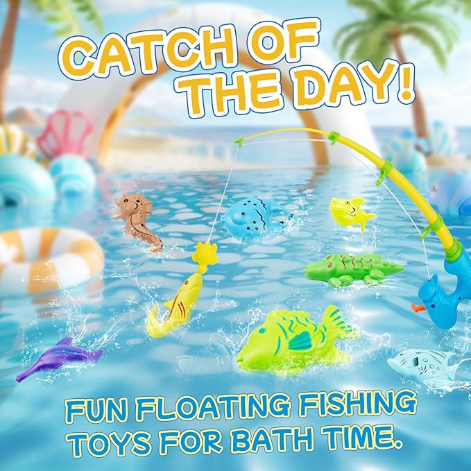 Shark Bath Bombs for Kids with Surprise Fishing Toy Set, 8 Fun Exploding Bath Balls & 9 Fishing Toys, Natural Handmade Organic Bubble Bath Fizzies, Ideal Birthday Holiday Christmas Gift for Boys Girls
