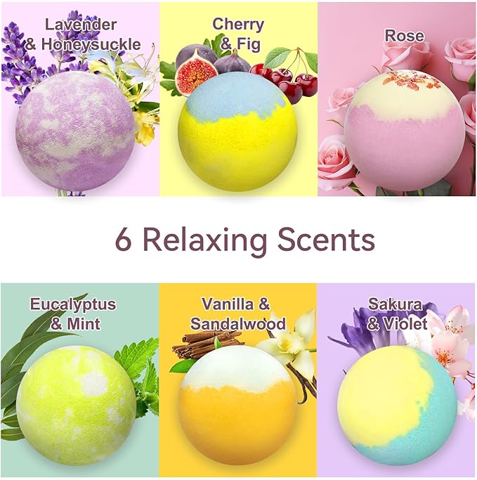 Bath Bombs for Women, 12pcs Relaxing Bath Bomb Gift Set, Rich Fizzies in Essential Oils Shea Butter Sea Salt for Bubble SPA, Perfect Self Care Gift for Girls Wife Mother Her