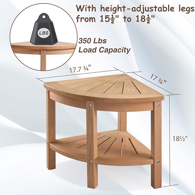 Shower Stool for Inside Shower, Corner Shower Stool, Shower Bench Seat with Storage Shelf for Shaving Legs Plastic Spa Bath Step Foot Rest for Bathroom Small Place