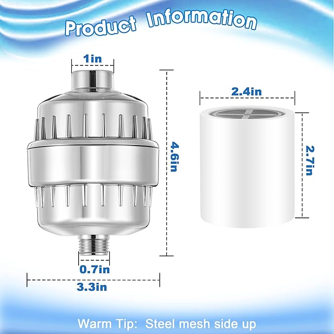 6 Pack 20 Stage Shower Filter Replacement Cartridge, Shower Head Filter Refill for Hard Water to Remove Chlorine Fluoride Heavy Metal, High Output Bath Cartridges for Skin Hair Healthy