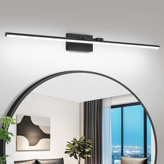 48 Inch LED Bathroom Vanity Light (Cool White 6000K), Black Modern Bathroom Light Fixture Over Mirror, Vanity Light Bar with Angle Adjustable