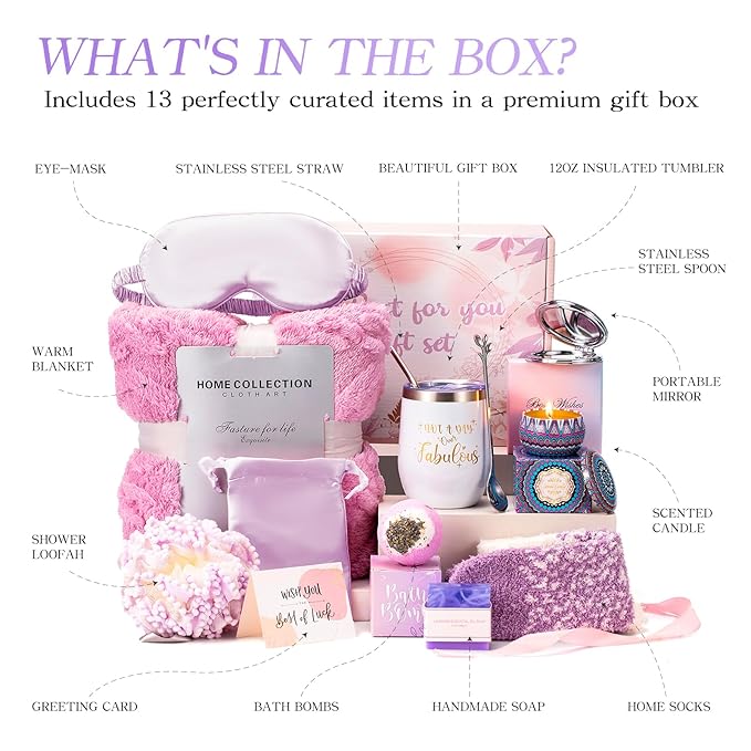 Christmas Gifts Unique for Women Get Well Soon Gifts, Self Care Baskets Bath Set Care Package Thinking of You Gifts Relaxation Gifts for Women Mom Her Friend Wife Grandma w/ Blanket
