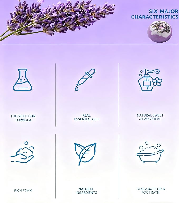 Natural Dried Flower Bath Bombs Gift Set - Lavender, Rose, Lemon,Aromatherapy, Wife or Girls Birthday Gift Ideas Gift Preferred