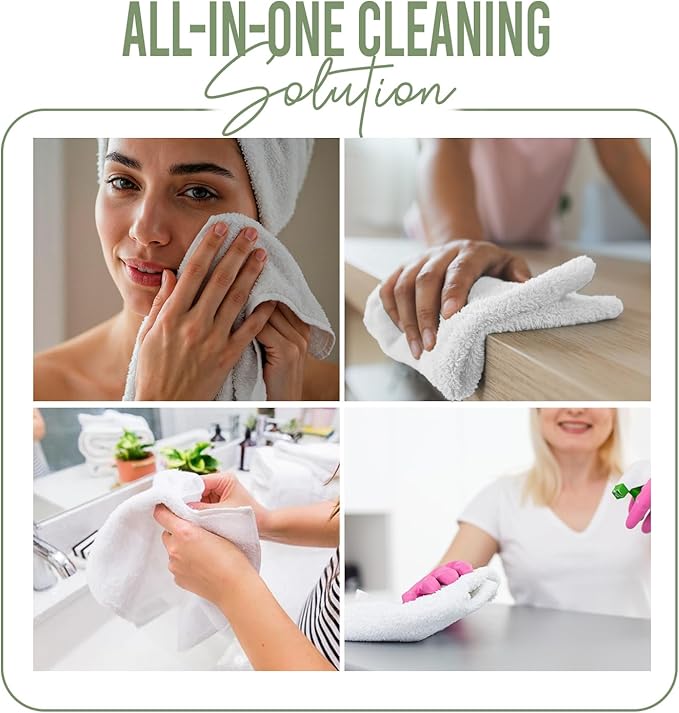 DAN RIVER 24 Pack Wash Cloths for Showering [12x12] - 100% Cotton Washcloths Premium Quality Flannel Face Cloths for Bathroom, Highly Absorbent and Soft Feel Wash Clothes, Sage Green