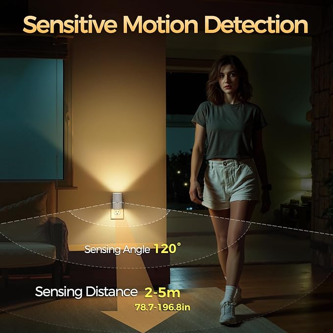 Briignite Motion Sensor Night Light,Motion Activated Plug in Night Lights, 0-100LM Dimmable Soft White 3000K, Motion Sensor Light Indoor for Bathroom Hallway Bedroom Stairway Kid Elderly Pet