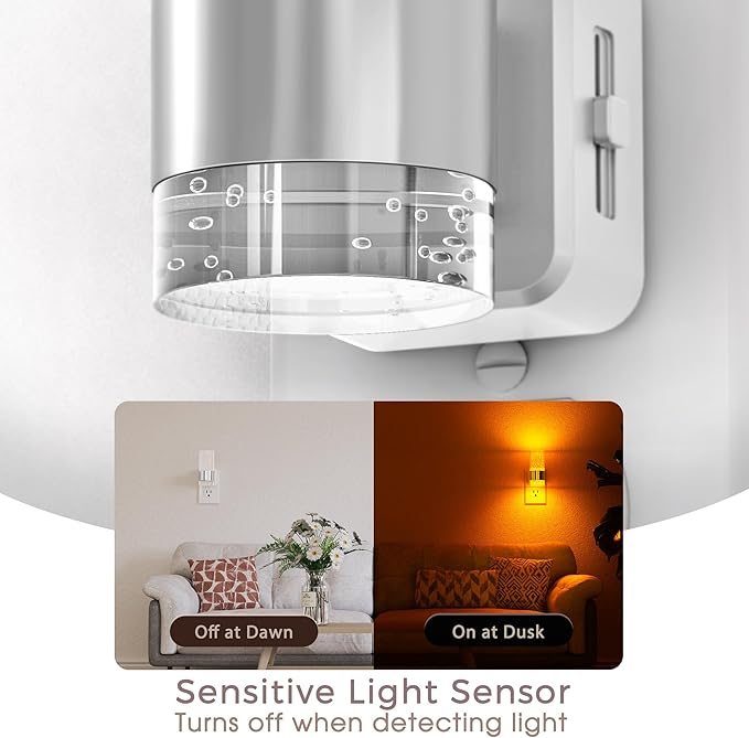 Briignite Night Light, 2 Pack Dimmable Night Lights Plug into Wall, LED Night Light with 0-100 LM Adjustable Brightness, Automatic Night Lights with Dusk to Dawn Sensor, for Bathroom Hallway