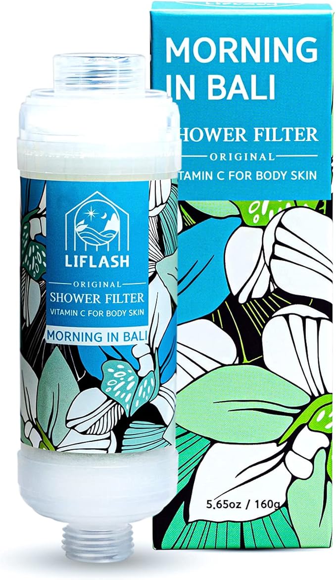 LIFLASH Vitamin C Shower Filter for Hard Water, Aromatherapy Softener Purifier, Help with Softer Skin and Hair Enhancement, for Universal Output Showerhead, Easy Installation (MORNING IN BALI)
