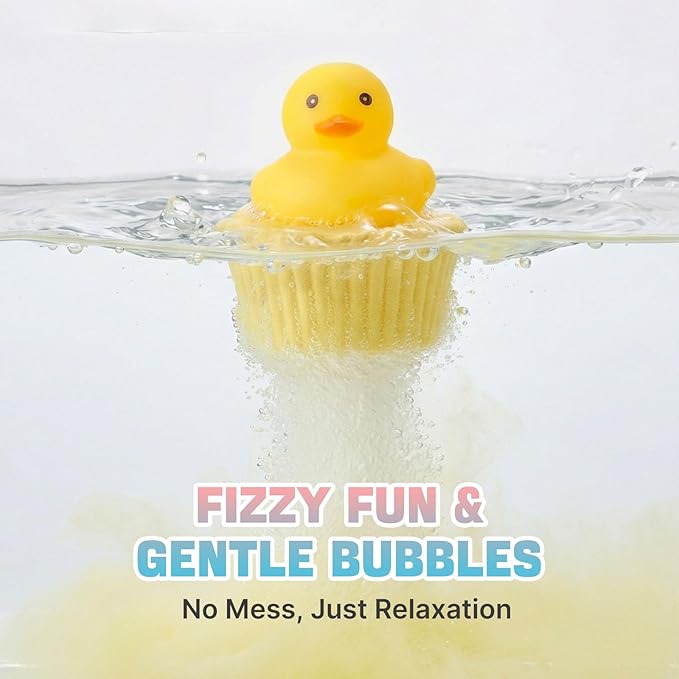 JET LAG 9PCS Cute Duck Bath Bombs for Kids, Handmade Fizzies Bathbombs for Women, Natural & Kids Friendly - Cupcake Gift Set for Birthday Christmas Easter Valentine's Day