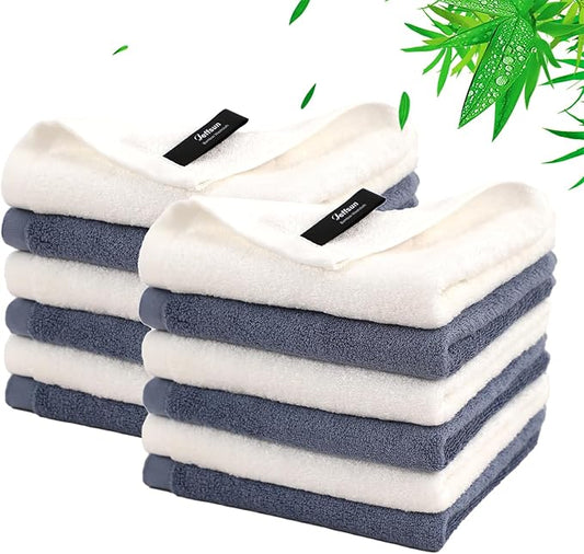 Wash Cloths 12 Pack, 13x13 inch Large Face Towel on Sensitive Skin, Easy to Clean Slate Blue Makeup Eraser Cloth, Super Soft and Gentle Bath Washcloths for Face and Body, Reusable Facial Clean Clot