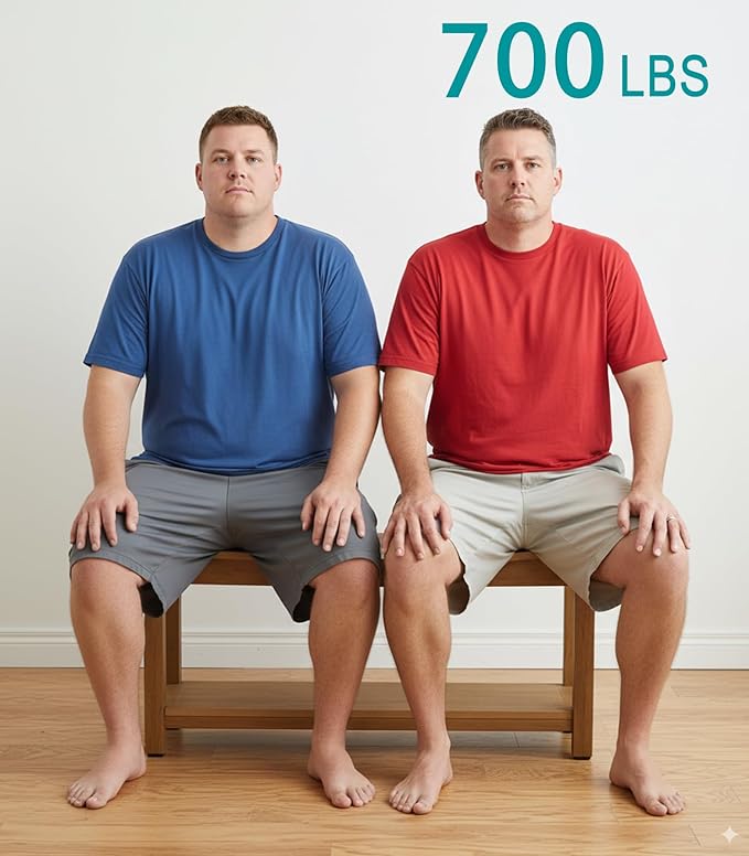 36'' Large Shower Bench Seat, Poly Lumber Bath Stool for Inside Shower Waterproof, HDPS Bathroom Chair for Shaving Legs with Adjustable Feet, Non-Slip & No Maintenance, Brown