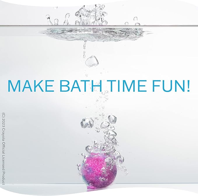 Crayola Colorful Scented Bath Bombs for Kids, Color You Bath Non-Toxic Bathbomb Fizzies for Boys Girls Holiday Stocking Stuffer, Grape Jam, Laser Lemon, Cotton Candy, & Bubble Gum Scents