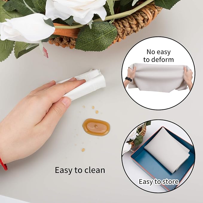 2 Pack Extra Large Silicone Mats for Countertop - Counter Table Protector Placemats for Baking Crafts, Light Gray Kids Dinner Placemat Nonstick Nonskid Heat-Resistant Kitchen Pad, 23.6'' x 15.6''