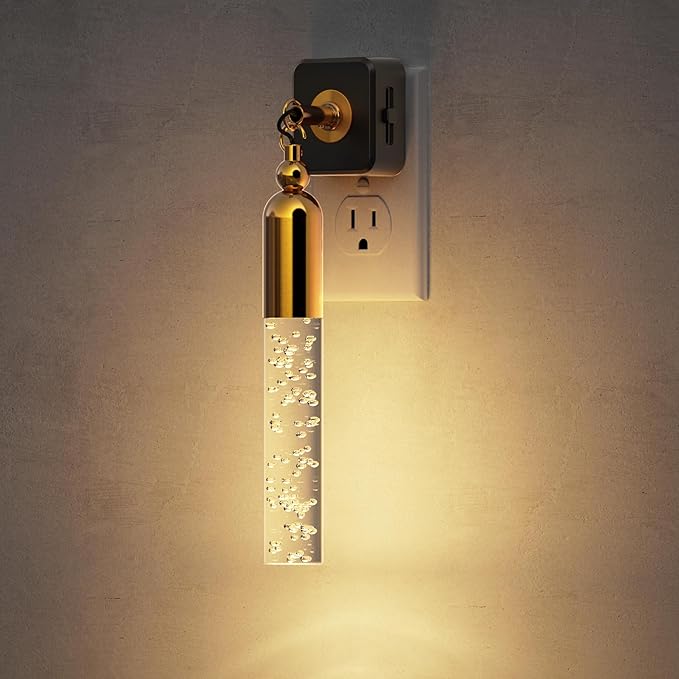 JandCase Night Lights Plug into Wall, 3000K Soft Light LED NightLights, 0-100LM Adjustable Brightness, Bubble Plug in Night Light with Auto Light Sensor, for Bathroom, Hallway, Kitchen, Bedroom