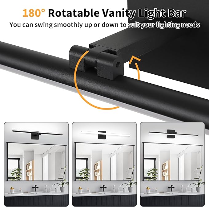 32 Inch LED Bathroom Vanity Light (Cool White 6000K), Black Modern Bathroom Light Fixture Over Mirror, Vanity Light Bar with Angle Adjustable