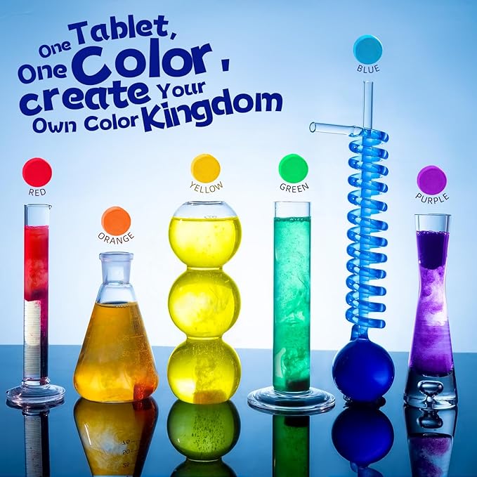 300 Count Bath Color Tablets for Kids, Non-Toxic & Fragrance-Free Fizzies Tablets, 6 Vibrant Water Colors, Kid-Friendly Bath Bombs Set for Fun Bath Time, Ideal for Kids Ages 3+