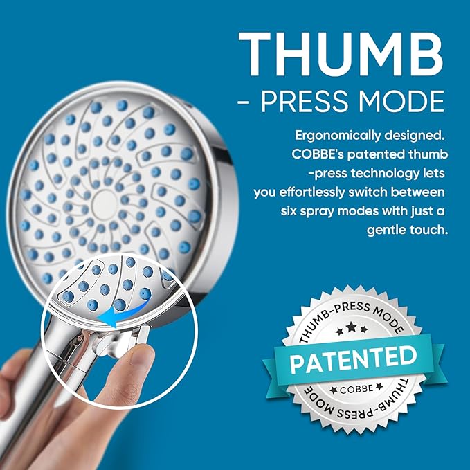 Cobbe Filtered Shower Head with Handheld, High Pressure 7-mode Showerhead with Filters for Hard Water - Remove Chlorine - Reduces Dry Itchy Skin, Patented Paddle Shift Design, Chrome