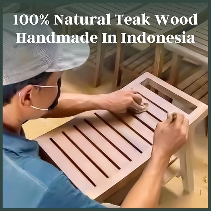 Zionathan Teak Shower Bench, 25 inch, Brown, Teak Wood, Bench, Bath-and-Shower-Safety-Seating-and-Transfer-Benches