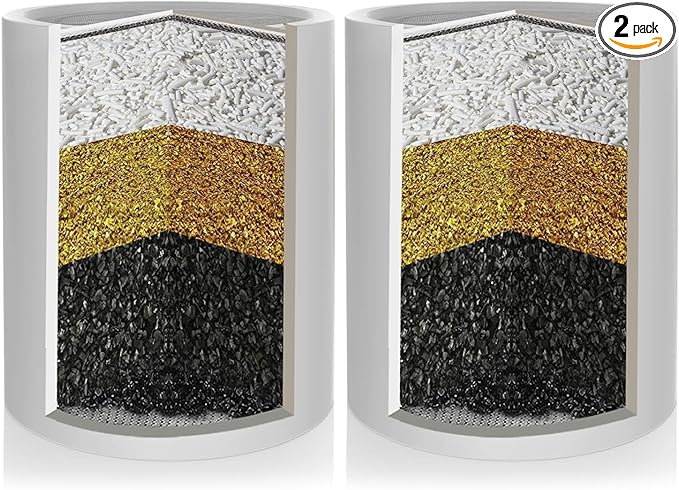 Enhanced Formula Multi-Stage Shower Filter Cartridge,High output Universal replacement filter cartridge, Remove Chlorine Heavy Metals and Other Sediments, Reduces Dry Itchy Skin（Pack of 2)