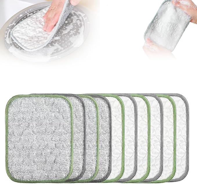 10 PCS Multipurpose Wire Dishwashing Cloth 2025 Upgraded Double-Sided Dishwashing Cloth, Stainless Steel Wire with Multi-Layer Cotton Thread, Metal Scrubbing Pads for Kitchen Cleaning