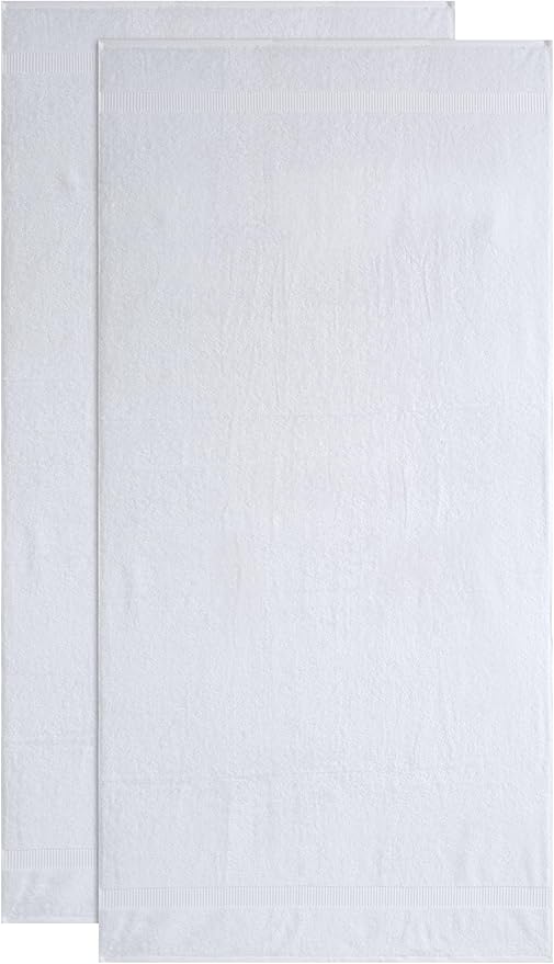 SALBAKOS 100% Turkish Cotton Extra Large Bath Sheet Set of 2 35x70 inch | Heirloom Quality | Hotel & Spa Collection | Soft, Absorbent Oversize Bath Towels | Made in Turkey (White, 2 Bath Sheets)