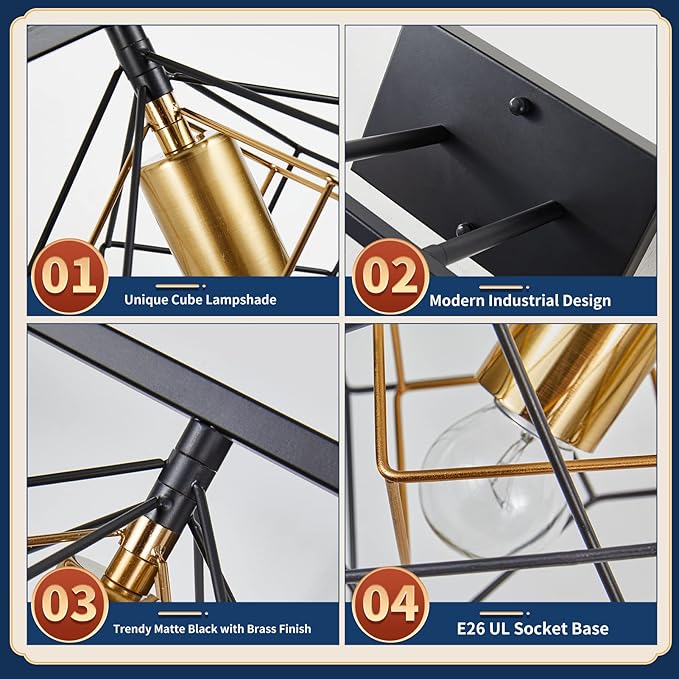 4 Light Vanity Light for Bathroom,Bathroom Light Fixtures Over Mirror with Rotatable 4 Cube Shades, Modern Wall Mounted Lights Matte Black,Industrial Black Vanity Light for Hallway Living Room