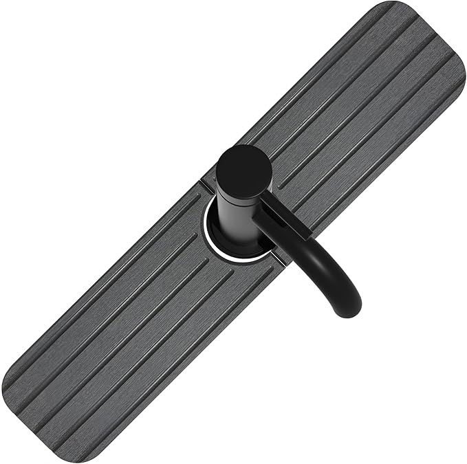 17inch x 4inch Kitchen Sink Faucet Mat, Water Absorbing Stone Faucet Splash Guard for Bathroom Counter, Quick Drying Diatomite Tray for Kitchen Sink, Dark Gray