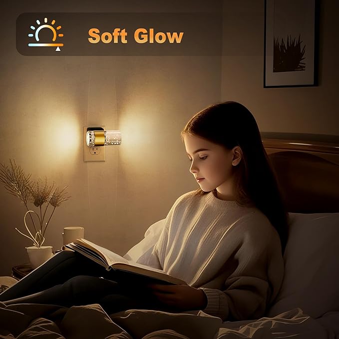 JandCase Night Lights Plug into Wall, Color Changing Night Light,10/50/100LM Adjustable Brightness Nightlight,Amber/3000K/5000K LED Nightlight with Dusk to Dawn Sensor for Home Decor