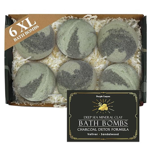 Purple Canyon Mineral Mud Bath Bombs | Deep Sea with Arctic Clay and Spirulina | Vetiver and Sandalwood Scented Bath Bomb Set