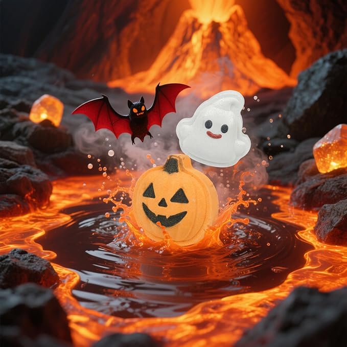 Halloween Bath Bombs for Kids & Women, Handmade Spooky Bath Bomb Set of 6 Fun Shapes – Perfect Gifts for Kids, Skin Care Bathbombs for Girls’ Spooky Celebration