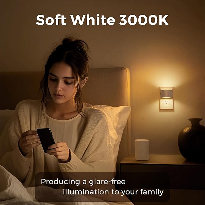 L LOHAS LED Night Lights Plug into Wall, Dimmable Night Light with 3 Level Brightness, 3000K Soft White, 2 Pack, Cement Gray Housing