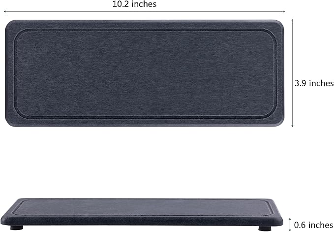 2 Pcs Water Absorbing Stone Trays, Kitchen/Bathroom Sink Soap Dish, Diatomite Tray Used for Hand Soap & Cosmetic Bottles in The Modern Home, 4" W x 10.2" L, Dark Gray