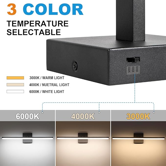 32 Inch LED Bathroom Vanity Light (3000K/4000K/6000K, Dimmable), Black Modern Bathroom Light Fixture Over Mirror, Vanity Light Bar for Bathroom with Angle Adjustable